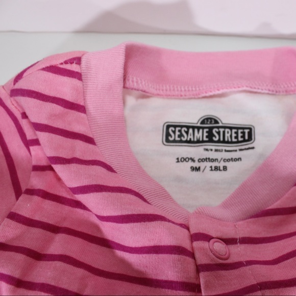 SESAME STREET Elmo Girl Sleeper Footie Pink Stripe Sears NWT - Picture 2 of 3